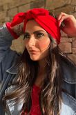 Nora Stretch Velour Headband Ruby 
